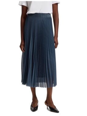 LOFT Navy Pleated Midi Skirt